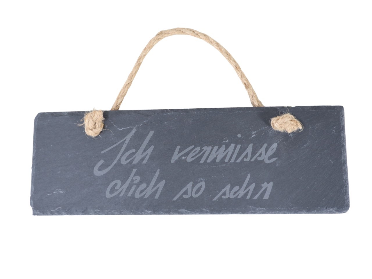 Schildhänger Ich vermisse dich.. Schiefer schwarz L30cm