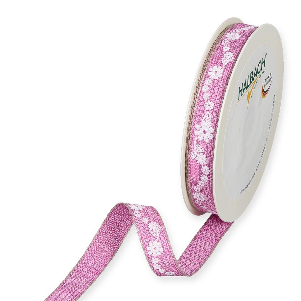 Druckband Blumenranke 15 mm 20 Meter pink/white 60