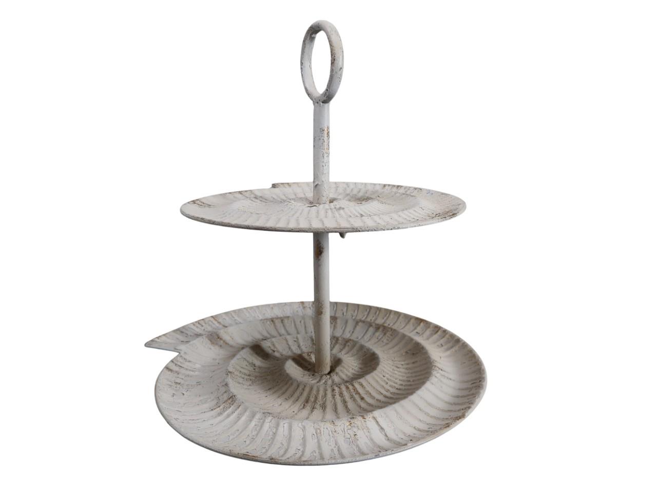 Etagere Muschelform Antik Metall weiß H38xD38cm