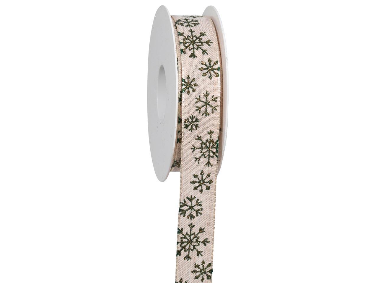 Band Schneeflöckchen 25 mm 18 Meter dkl.grün 59