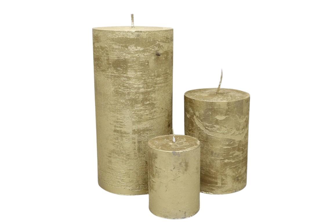 Kerze Rustika 120/60mm altgold lackiert