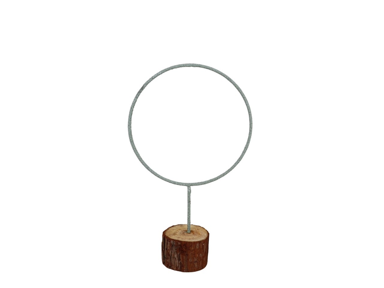 Metallring D25cm salbeigrün-antik auf Holzsockel H42cm