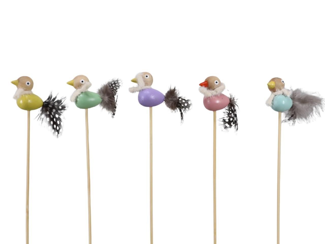 Stecker Vogel m. Feder farbmix H4xB8cm + Pin