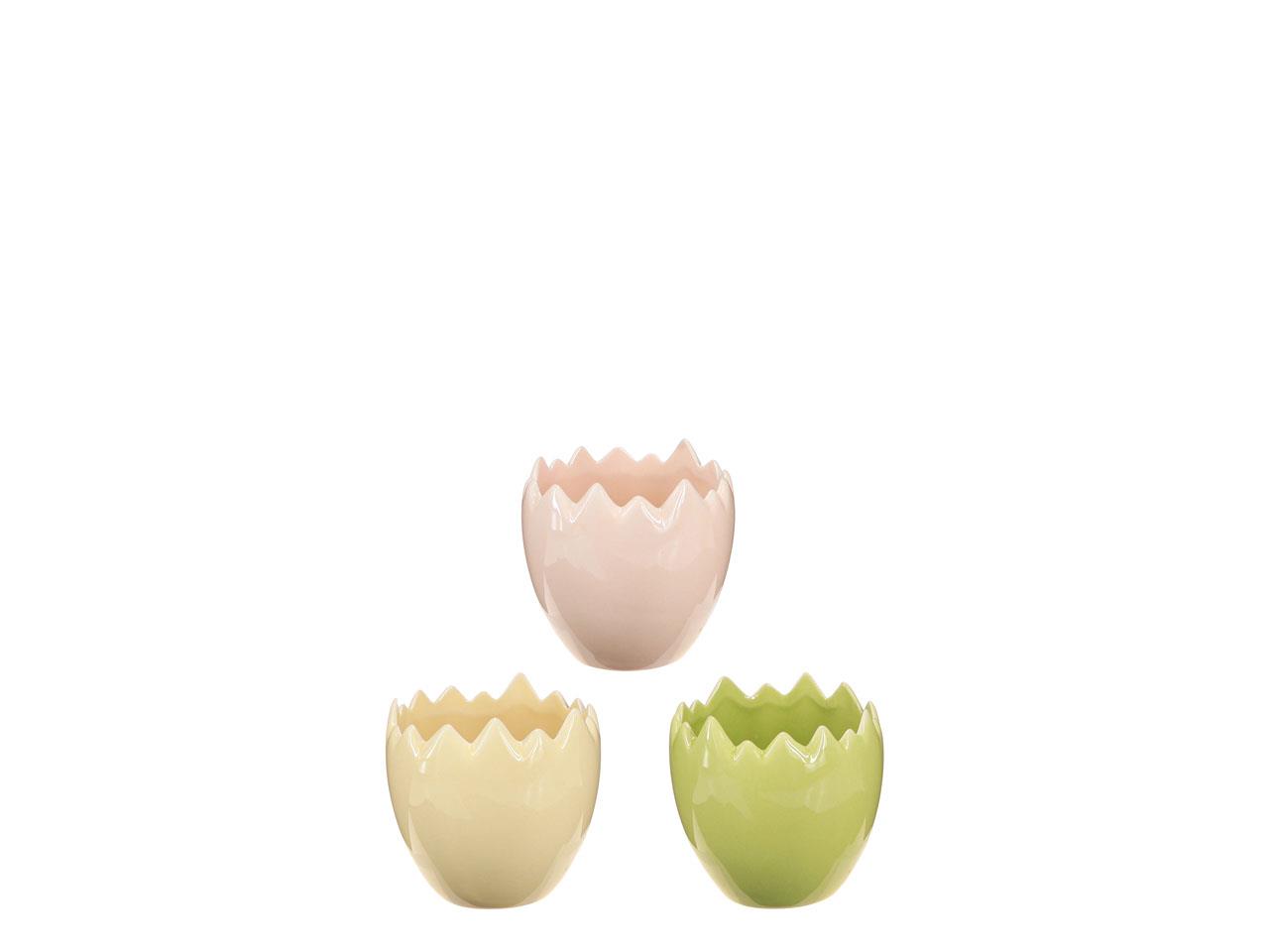 Pflanz-Ei Keramik farbmix apricot,gelb,grün D 08,5cm