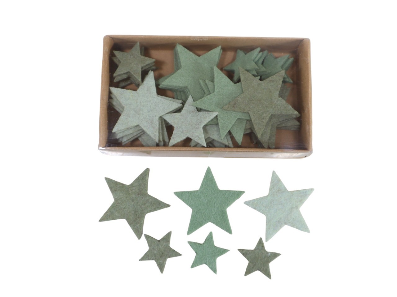Streuer Sterne Filz salbeigrün-mix D2,8-4,8cm