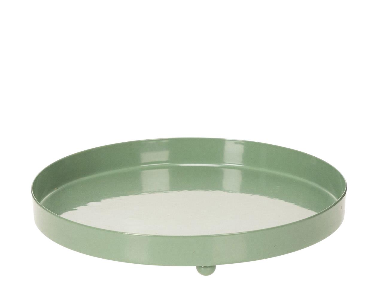 Teller m. Rand auf Füßchen Metall salbeigrün D25cm