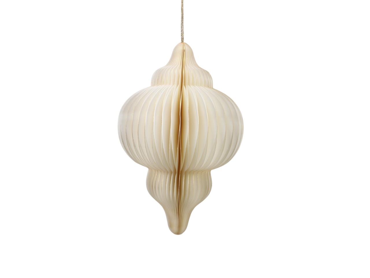 Ornament hängend Papier creme-gold L20cm