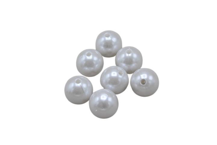 Perlen Kunststoff weiß  8mm 300 Gramm