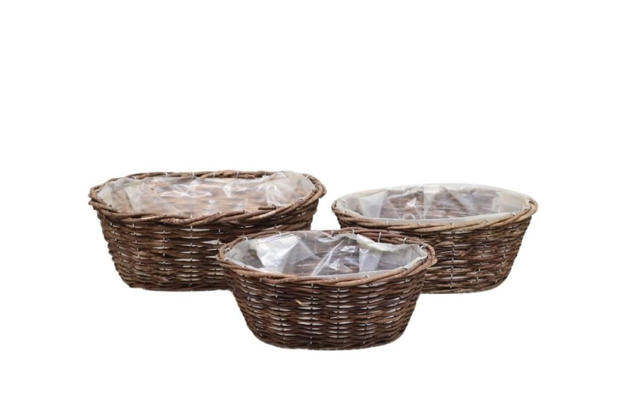 Korbsatz oval Set/3 Rattan natur L35/30/27cm