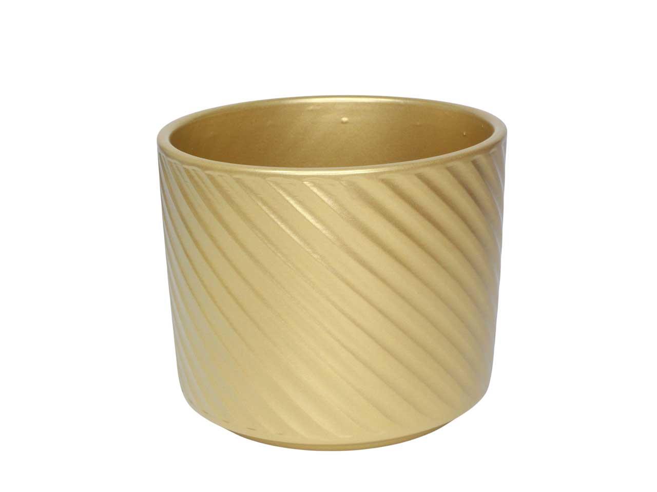Keramikübertopf Spirelli perlgold D14cm