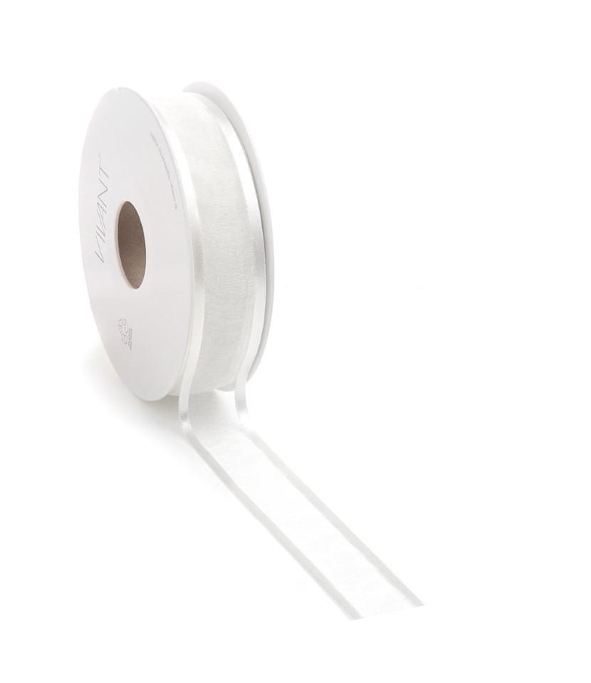 Band Prego Organza/Satinrand 22 mm 25 Meter weiss Farbe 00