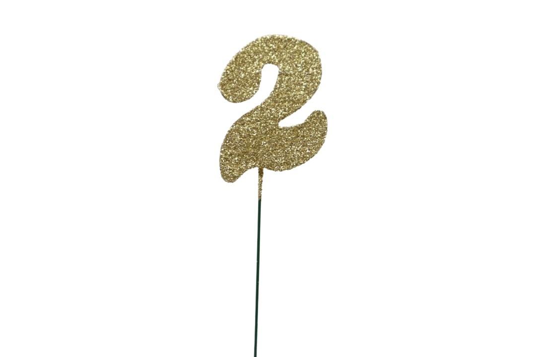 Glimmer-Einzelzahl -2- gold