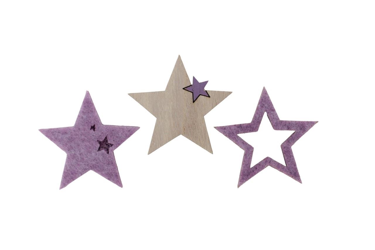 Streuer Sternenmix Paletto Holz lila D4,5cm