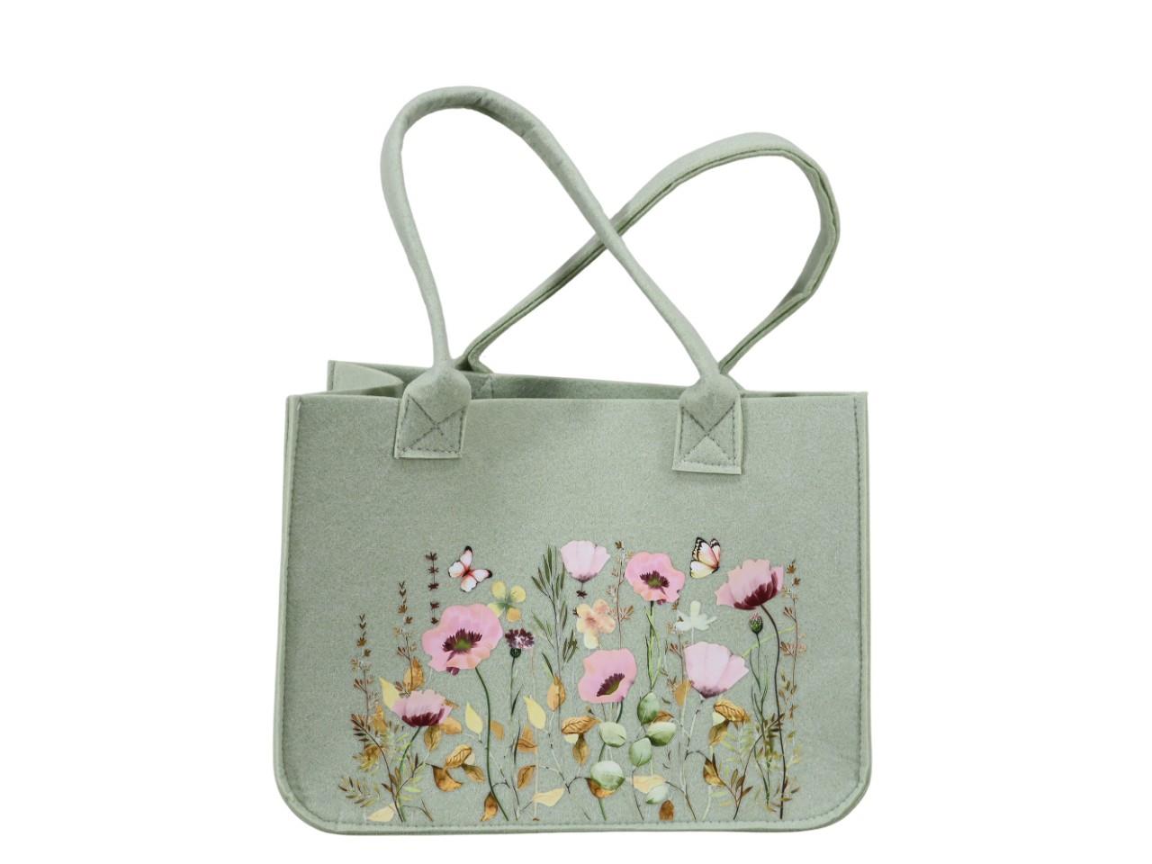 Tasche m. Wiesenblumen Filz B22xH46cm