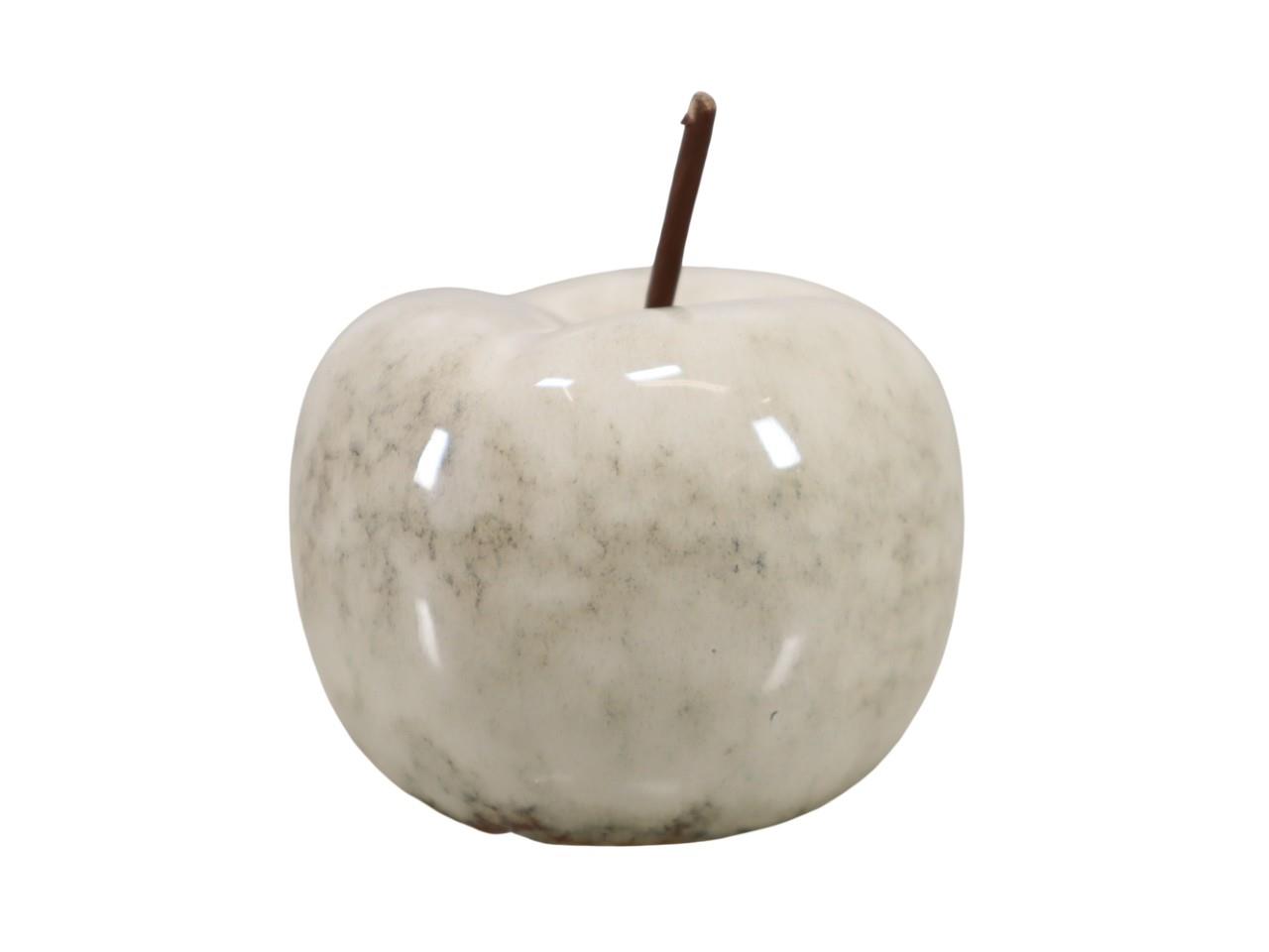 Apfel Keramik weiß-glasiert D10cm