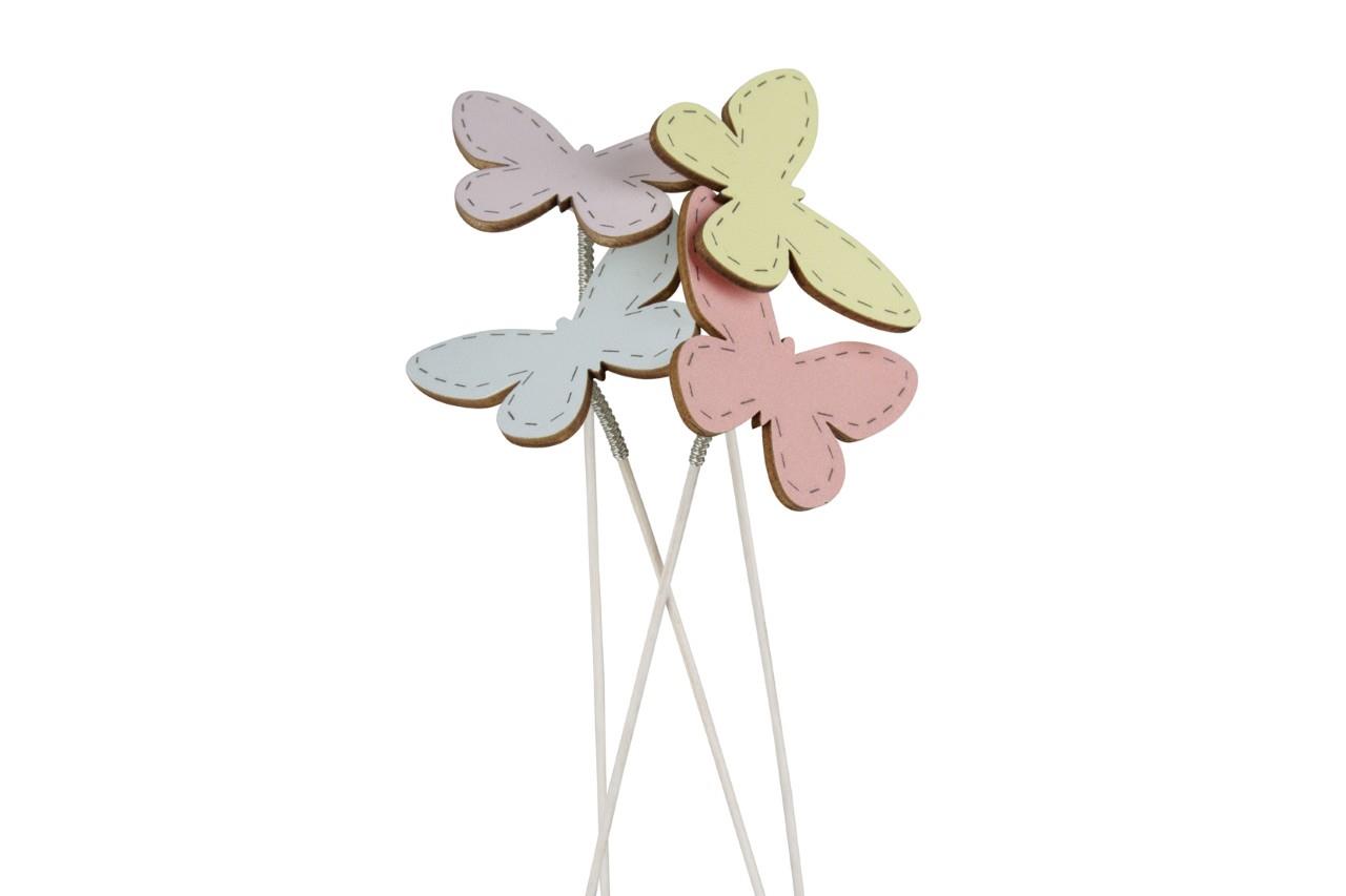 Stecker Schmetterling sort. beere/blau/flieder/gelb 5x6 cm