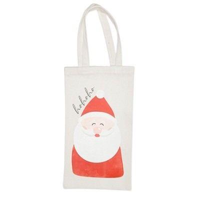Flaschentasche -Nikolaus- creme/rot/weiss Länge 28 cm