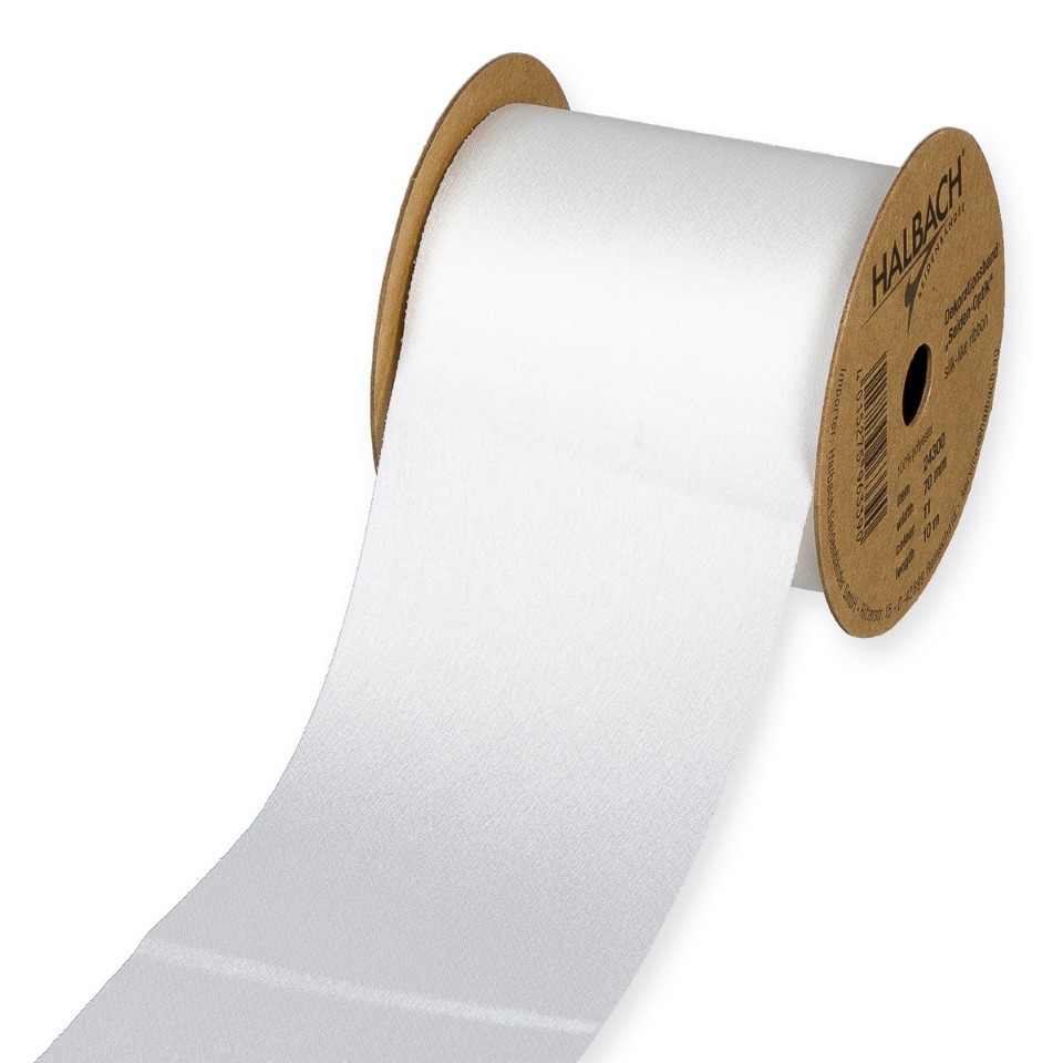 Dekorationsband Seiden-Optik 70 mm 10 Meter white 11