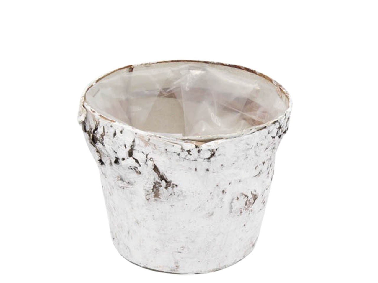 Topf Birkenrinde m. Folie weiß D18cm