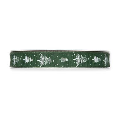 Druckband Tannenbäume 15 mm 20 Meter green/white 32