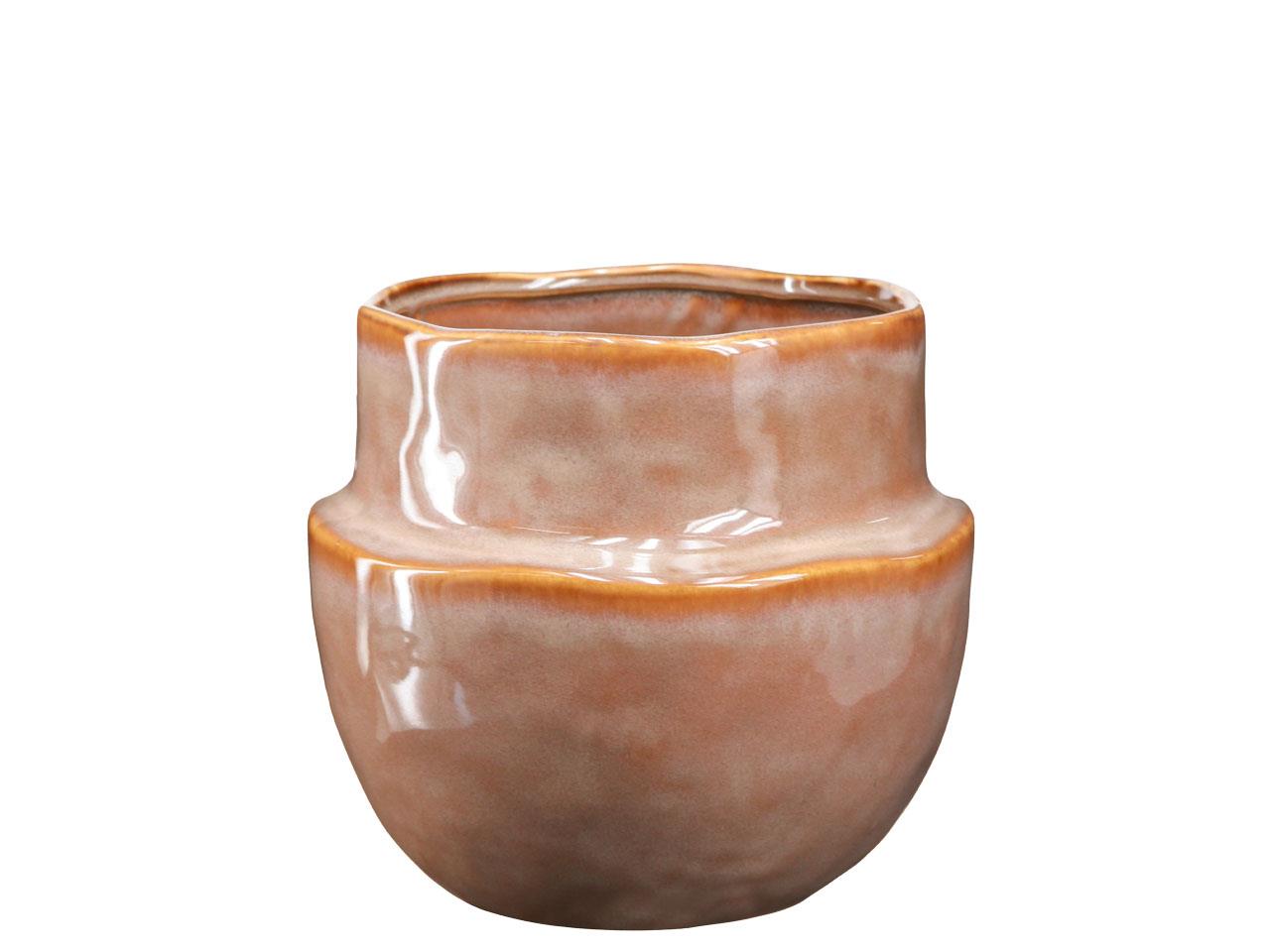 Übertopf Keramik orangebraun D 17 cm