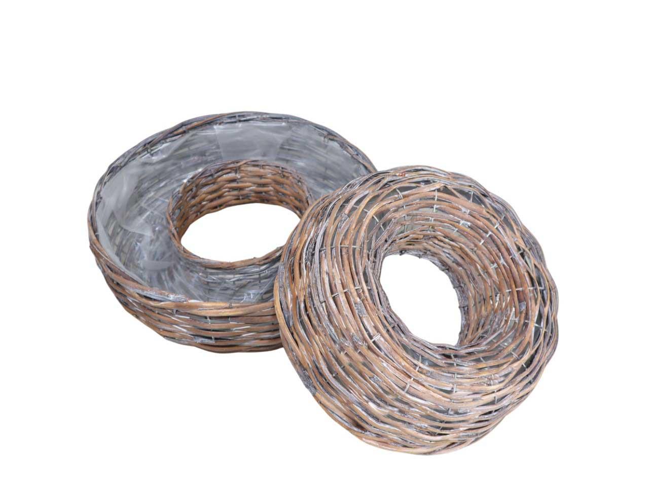 Pflanzring Rattan Set/2 35x10/30x9cm natur gekalkt