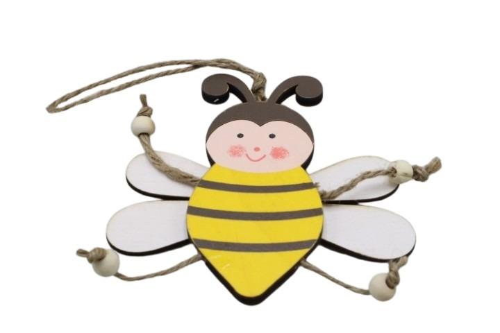 Hänger Biene Holz gelb 9,8x9,5cm