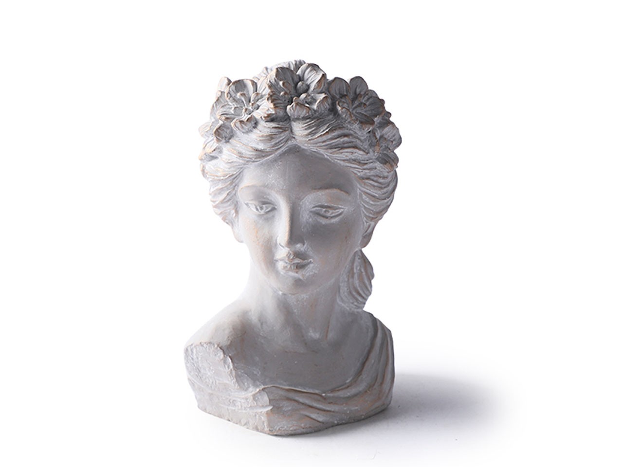 Pflanztopf Frauenbüste Zement grau-gold H34cm