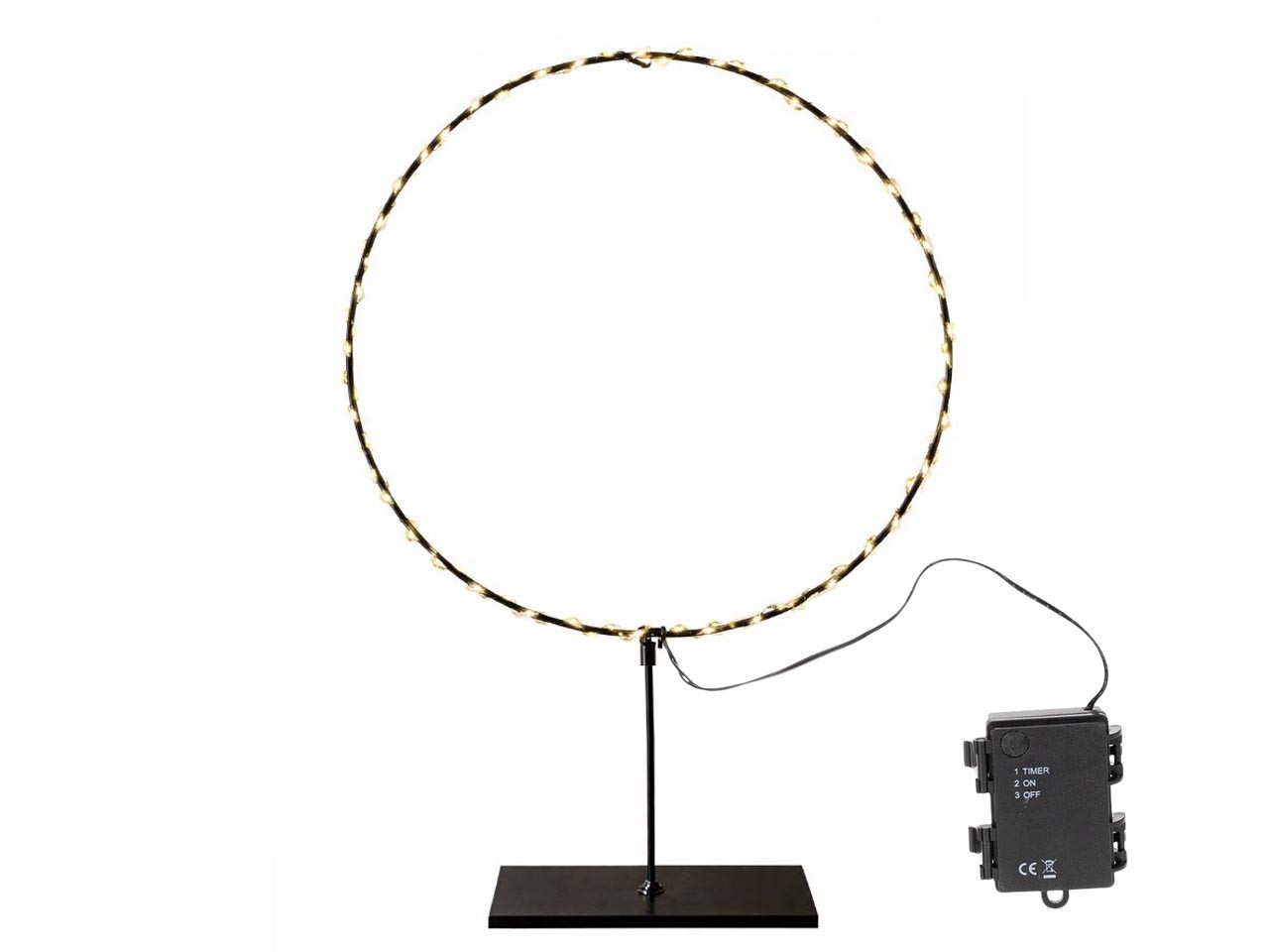 Ring mit Sockel 80LED warmweiß Metall schwarz H60cm