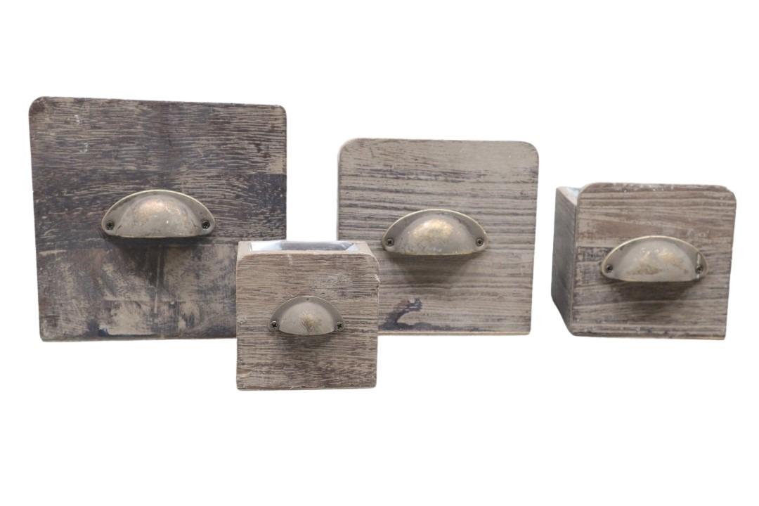 Pflanzkasten Schublade Set/4 Holz dunkelbraun D18/15/12/9cm