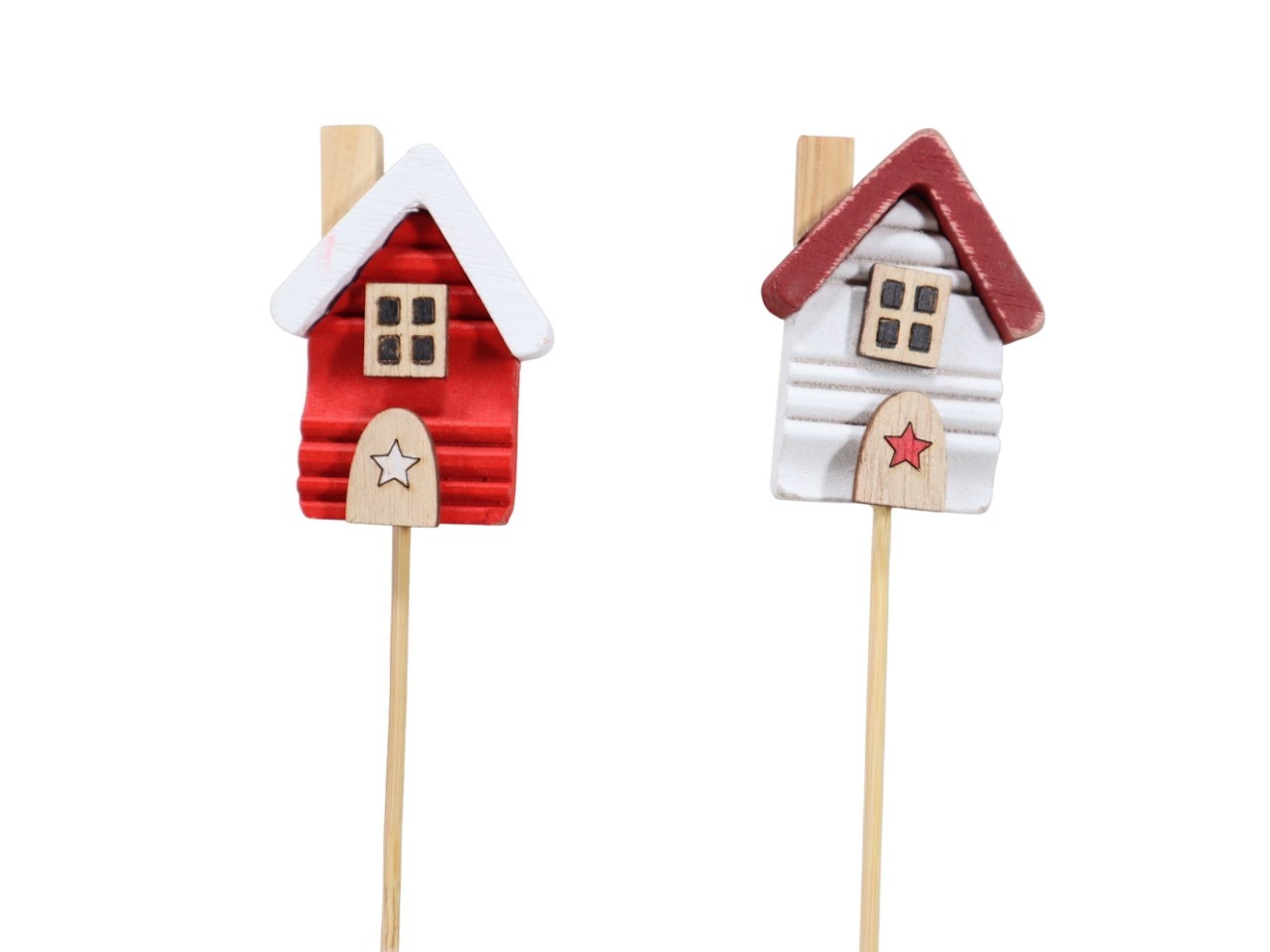 Stecker Haus Holz rot-weiß D6x4,3cm + Pin