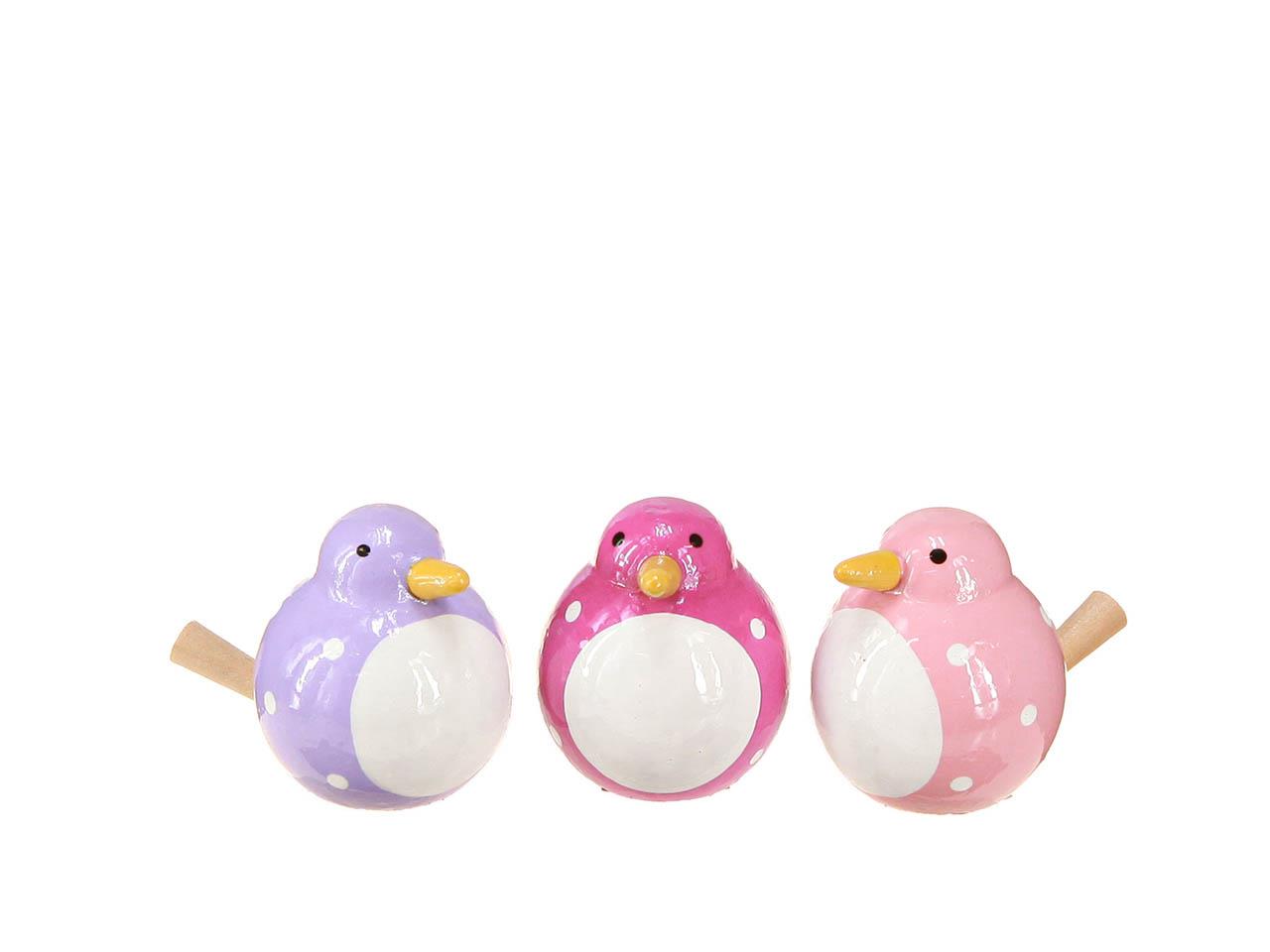 Vogel Holz rosa-pinkl-flieder D6x5cm