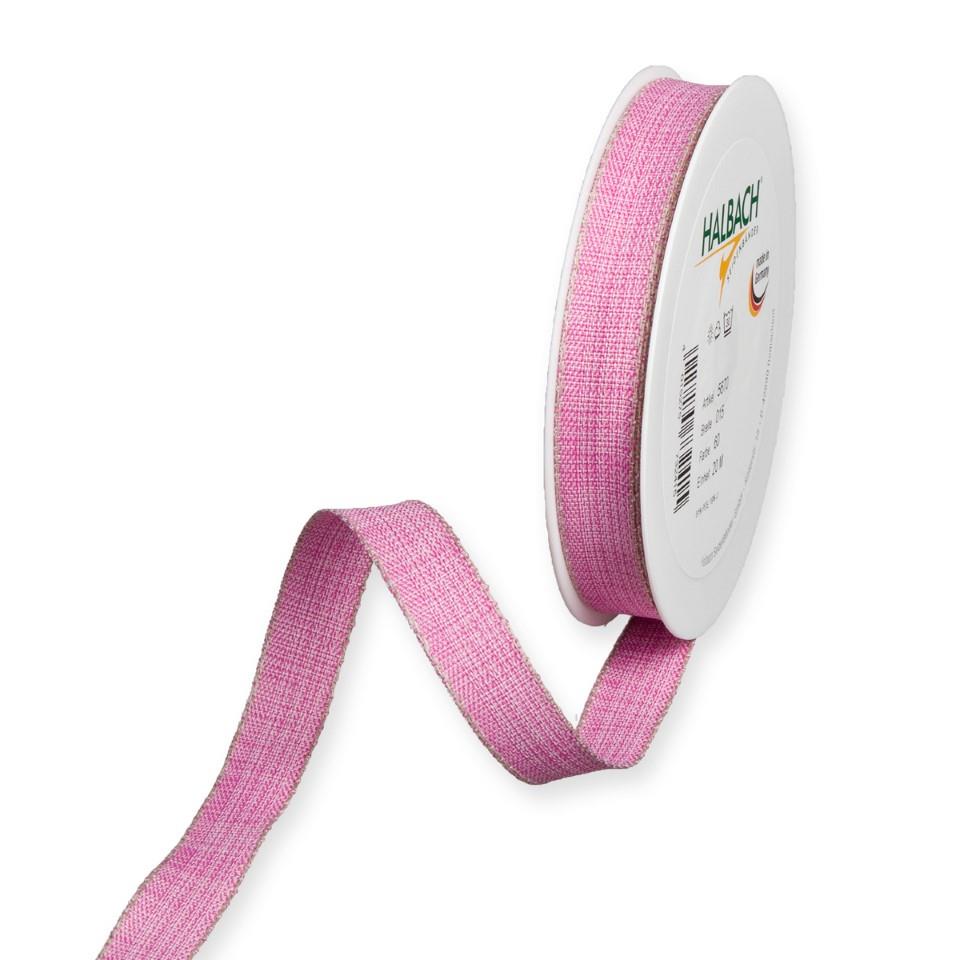 Band m. Leinenkante 15 mm 20 Meter pink/linen 60