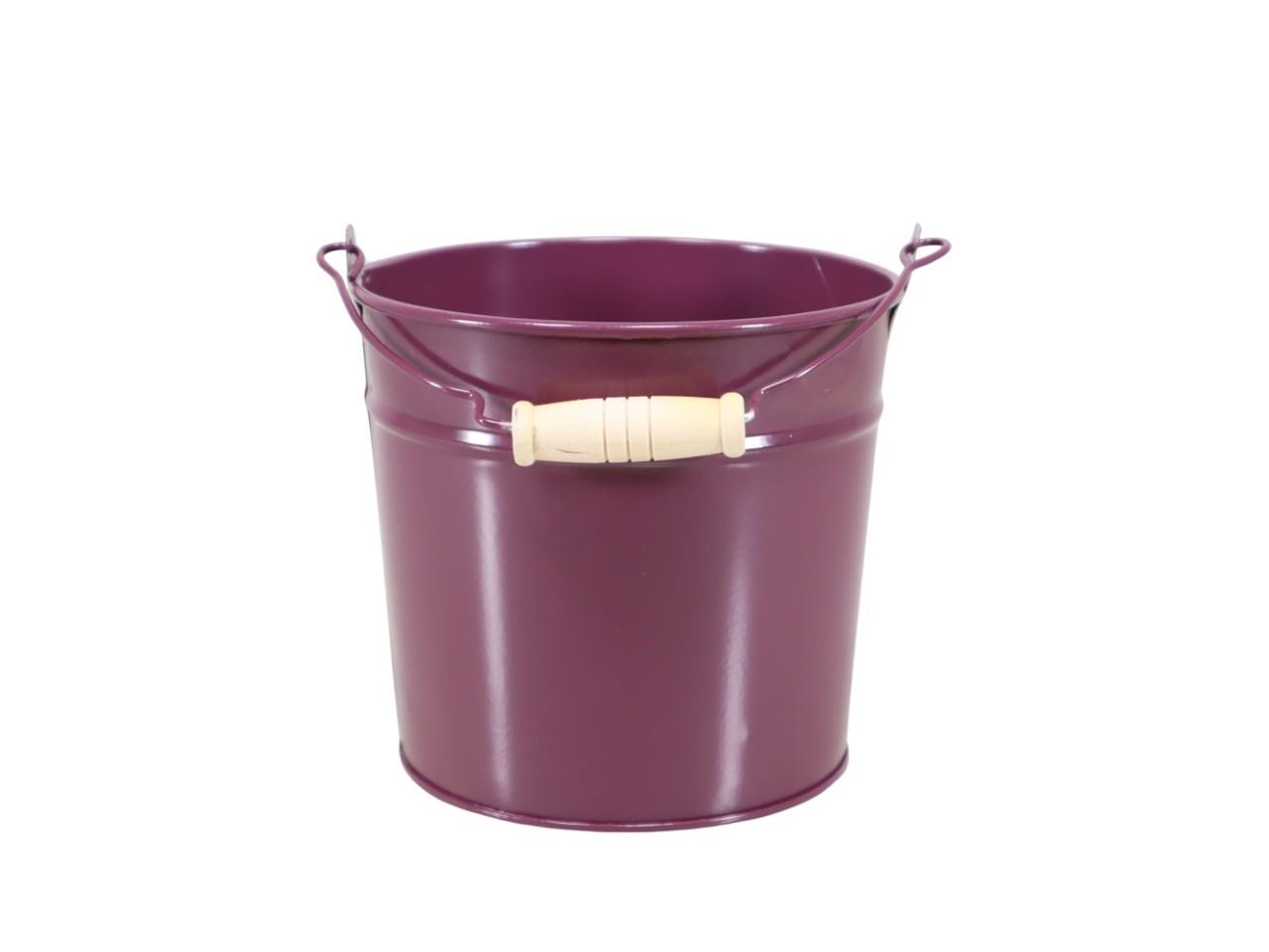Übertopf mit Henkel Metall aubergine D13,5cm