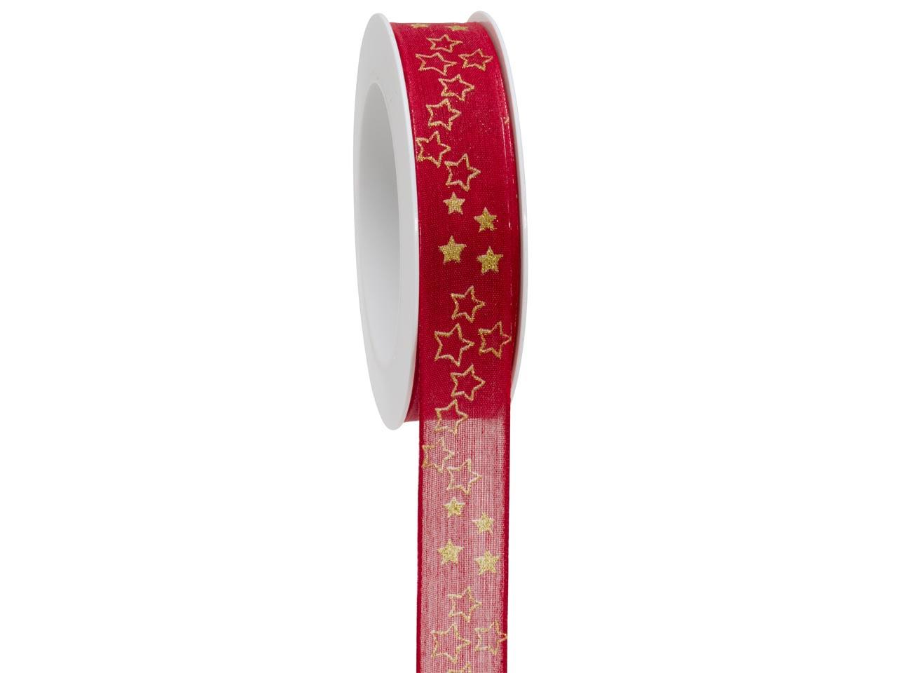 Band All my Stars mit Draht 25 mm 18 m rot/gold 20/15