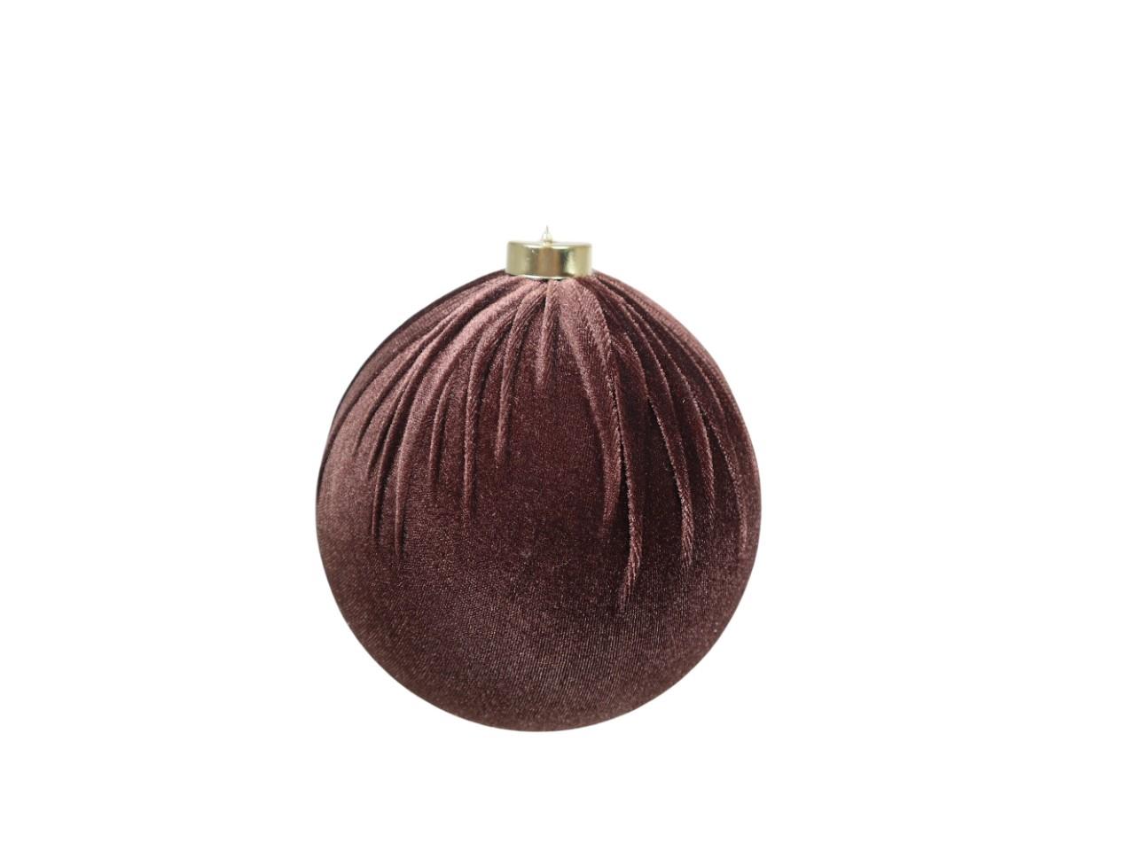 Weihnachtskugel Samtstoff z. Hängen dunkelbraun D15cm