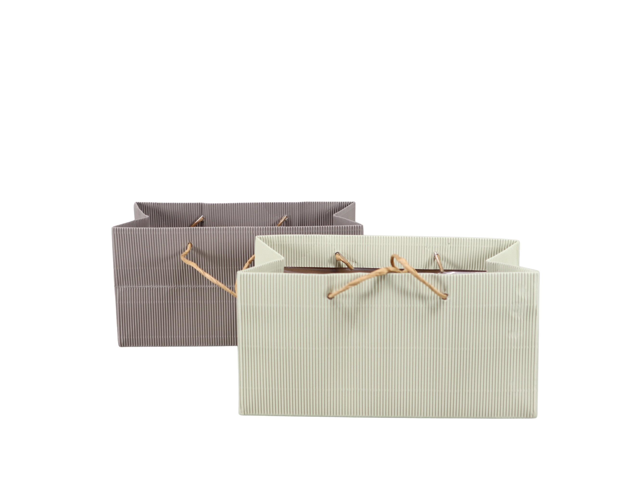 Tasche m. Folie Wellpappe m. Henkel creme-taupe L24x12xH12cm