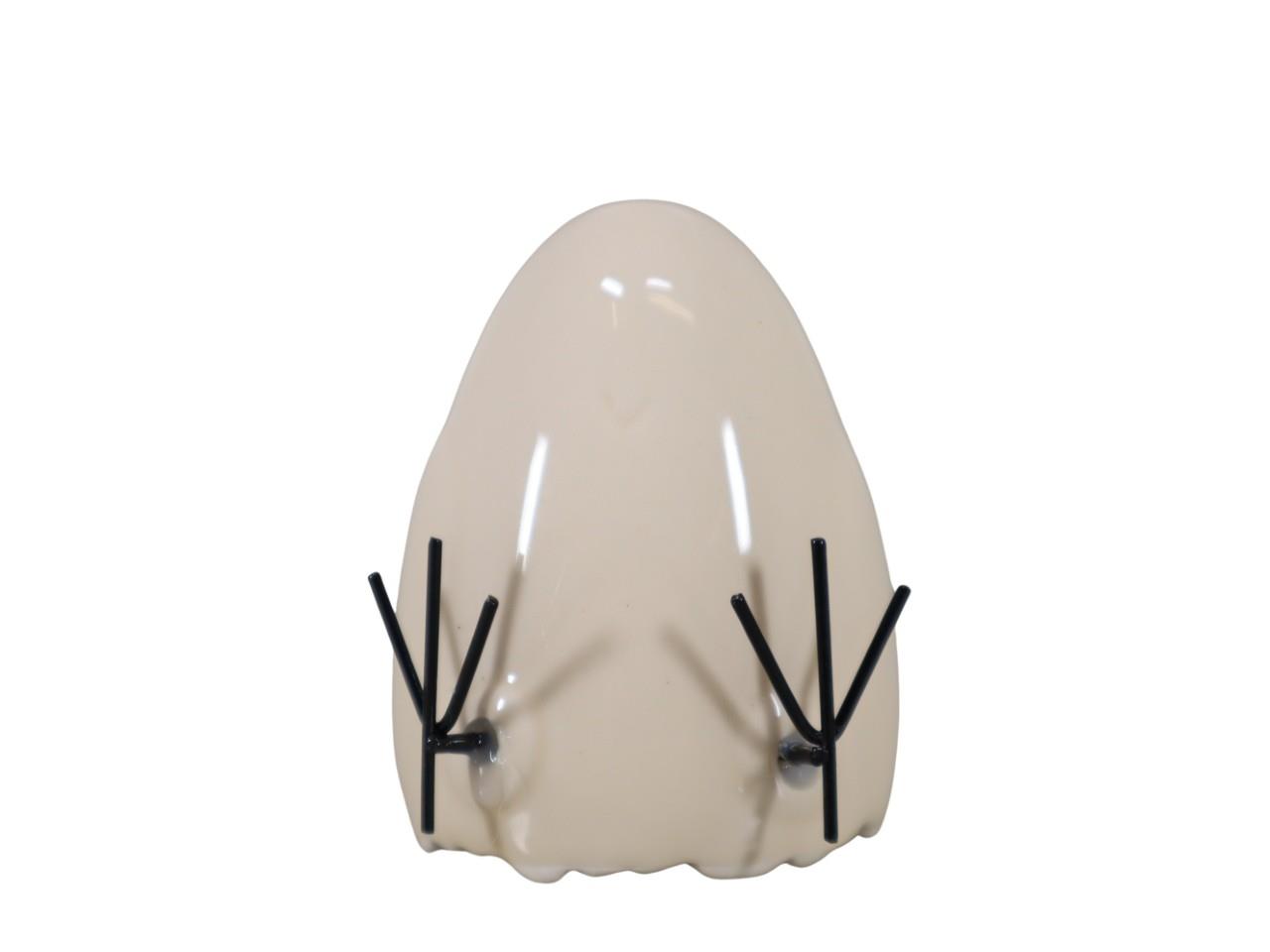 Ei sitzend m. Füßchen Keramik creme D6xH9cm