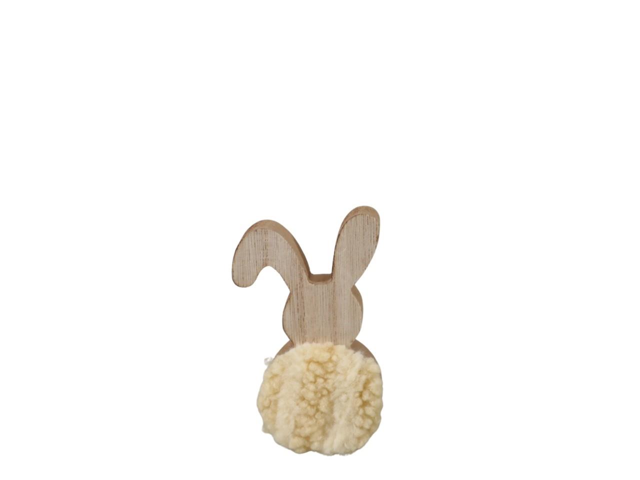 Aufsteller Hase Holz/Teddyfell natur-creme H10cm
