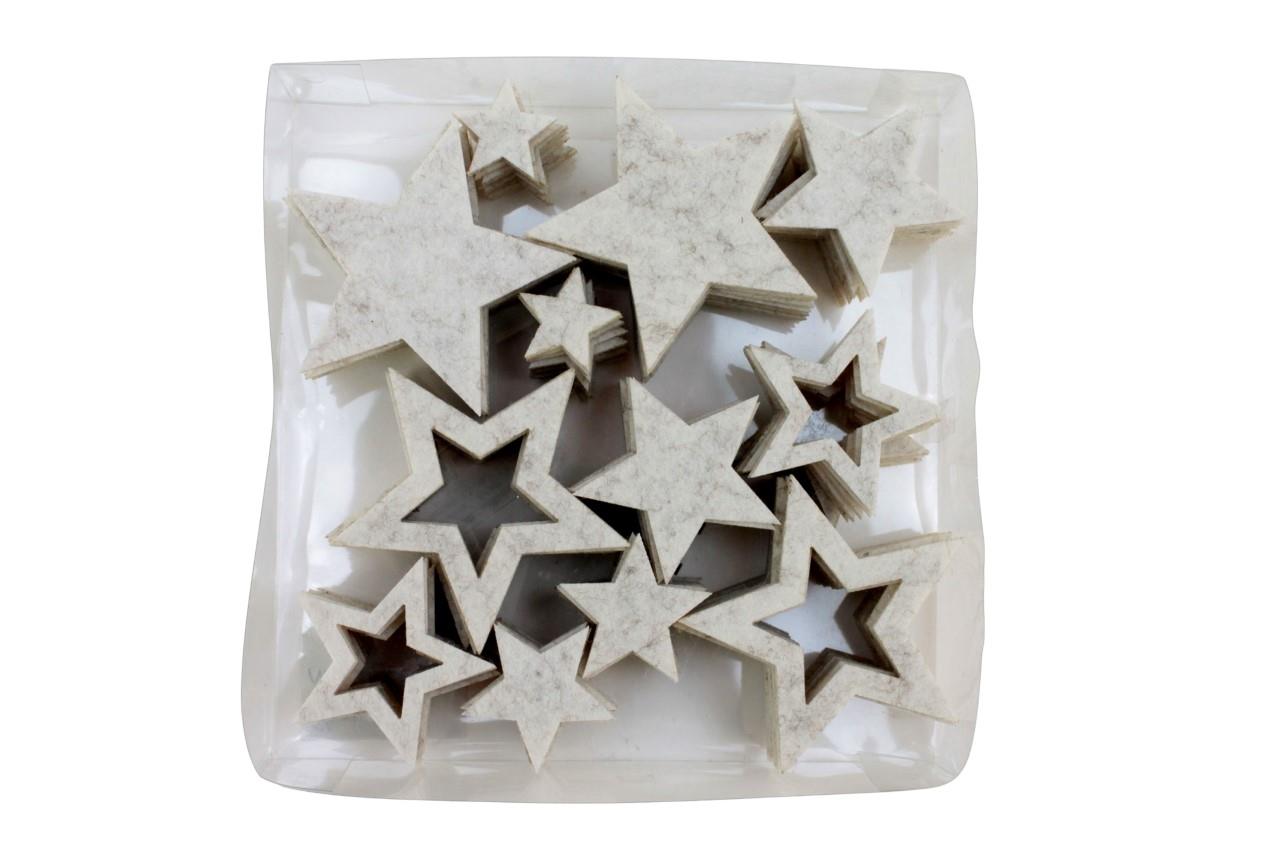 Streuer Filzsterne Mix Deluxe 6-fach wollweiss D2,5-6,8cm