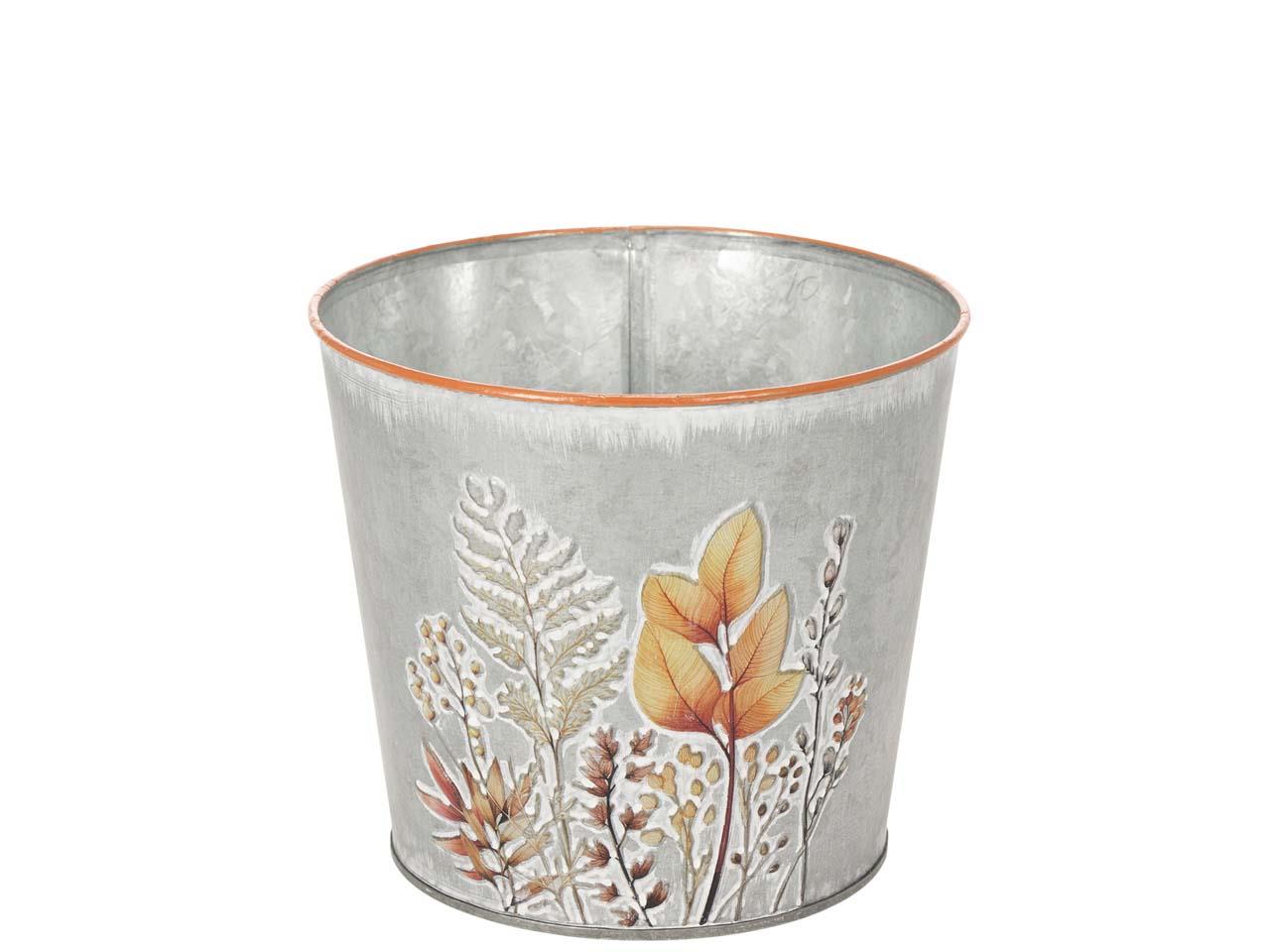 Übertopf "Herbstblätter" Metall natur-orange D15cm