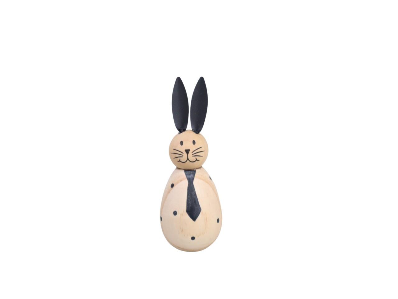 Hase Gentleman Vollholz natur m. Metallohren H11,5cm