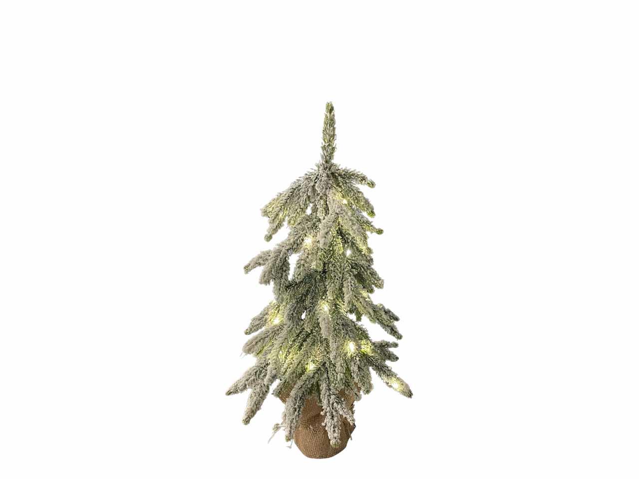 Tannenbaum im Jutesack 30LED Kunststoff grün beschneit H50cm