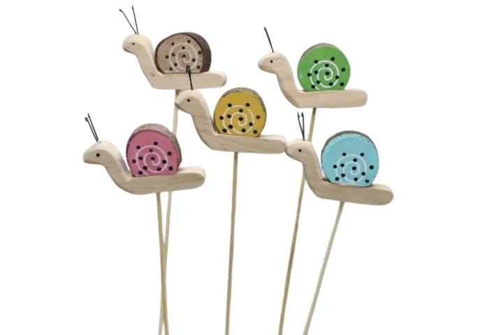 Stecker Schnecke Holz farbmix 6x8cm + Pin