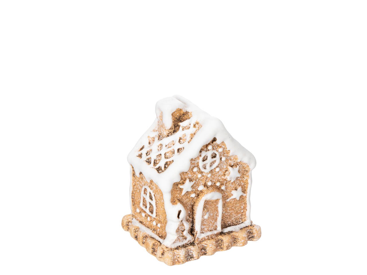 Haus Lebkuchen Steingut braun/weiß H6,8cm