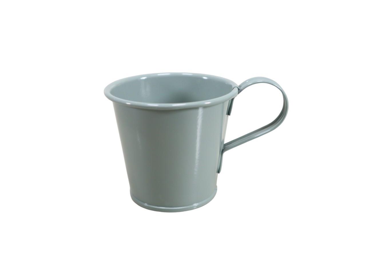 Tasse m. Stabkerzenhalter Metall khakigrün D7cm