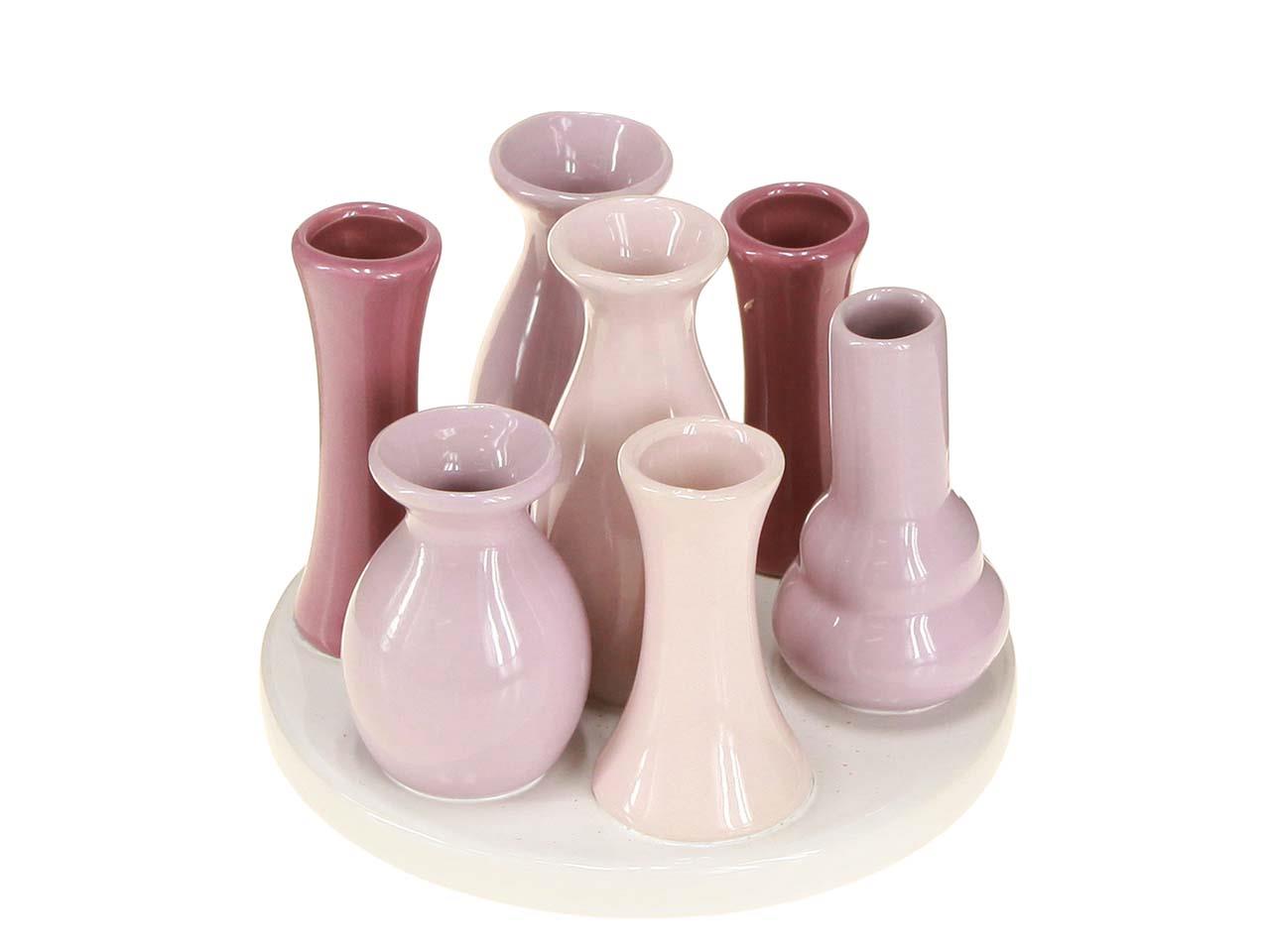 Vasentablett rund 7-fach Keramik farbmix D14xH10cm