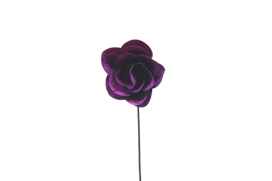 Holzrose 12cm gestielt brombeer-blau NETTO