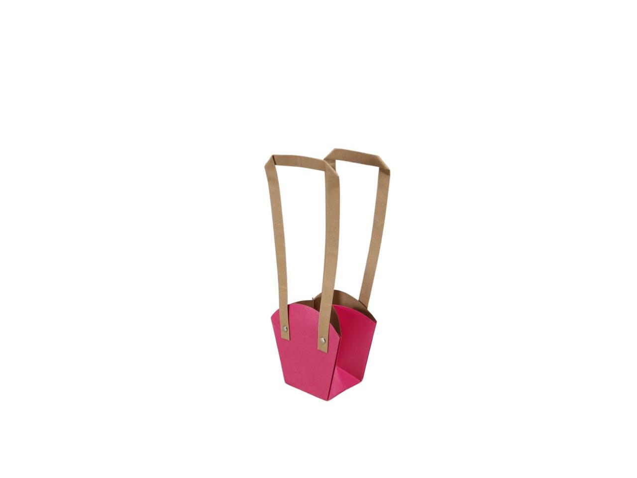 Papiertasche 10x10cm langer Henkel pink
