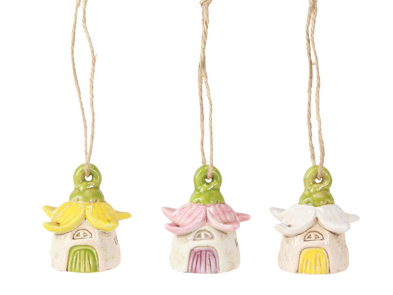 Blütenhaus hängend Keramik farbmix H6,4cm